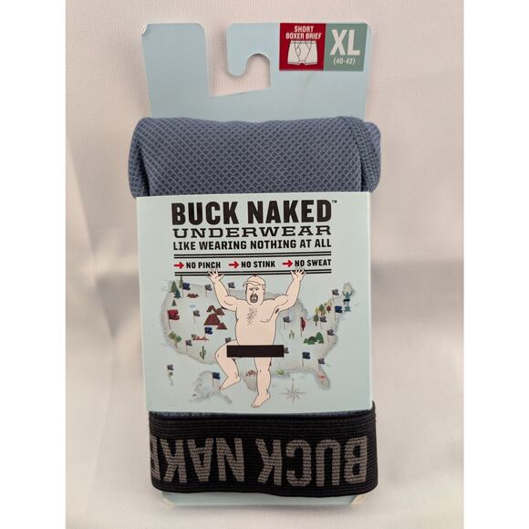 NWT Duluth Trading Co Men's Buck Naked Short Boxer Briefs in Blue Mercury sz XL - Picture 2 of 4